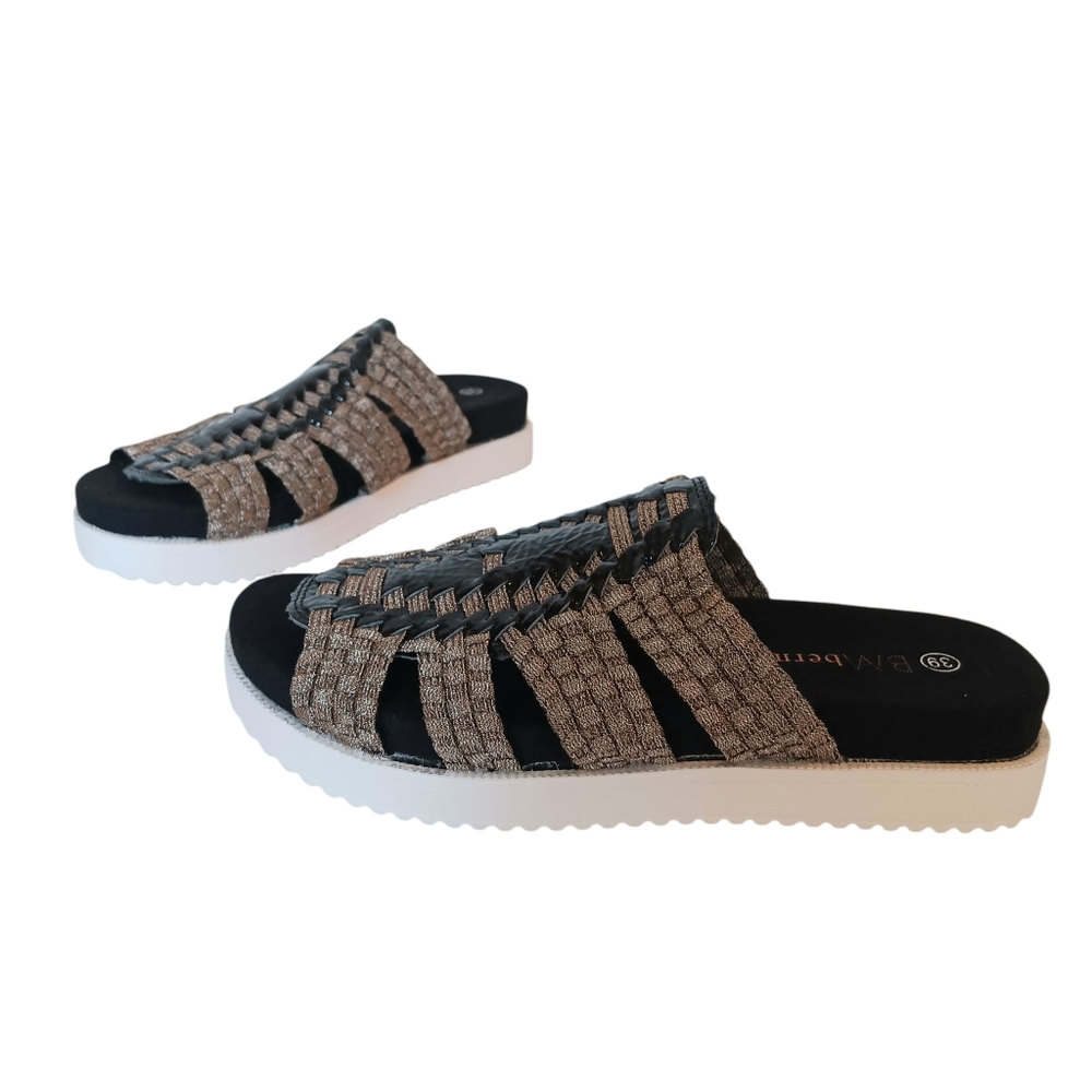 BM bernie mev. Sandals Women's Size 8.5 St. Barts Leather Slide Bronze‎ Slip-Ons